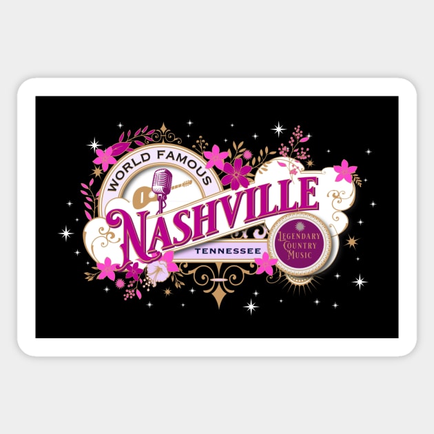 Nashville Graphic Vintage Pink Sticker by DavidLoblaw